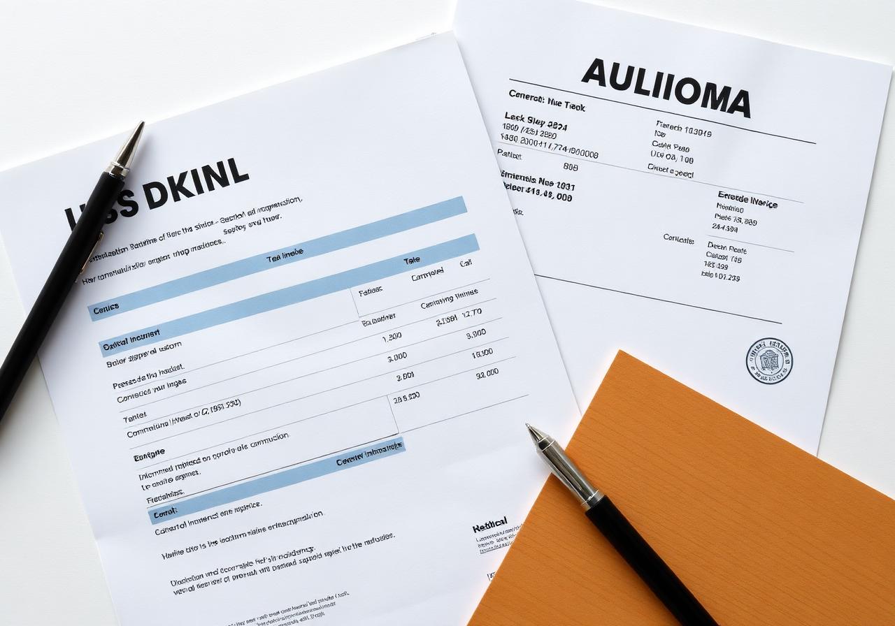 Shipping and customs documents on a desk