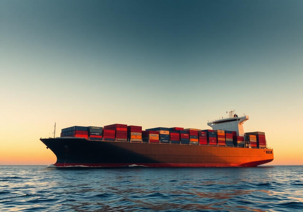 Container ship at sea